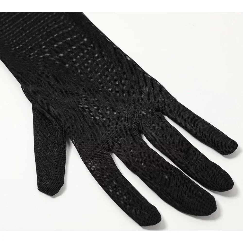 Women's Tulle Royal Blue Long Stretchy Gloves Halloween Party Wedding Costume